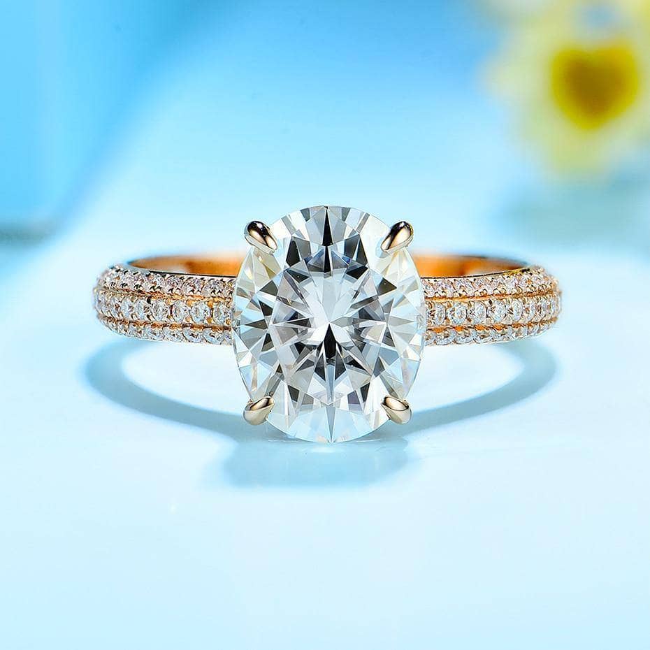 Kuololit 5CT 100% Moissanite Solid 10K Rose gold Rings for Women VVS Solitaire ring for promise engagement wedding bride gift - Black Diamonds New York