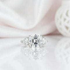 5ct Pink Sapphire Asscher Cut Three Stone Engagement Ring