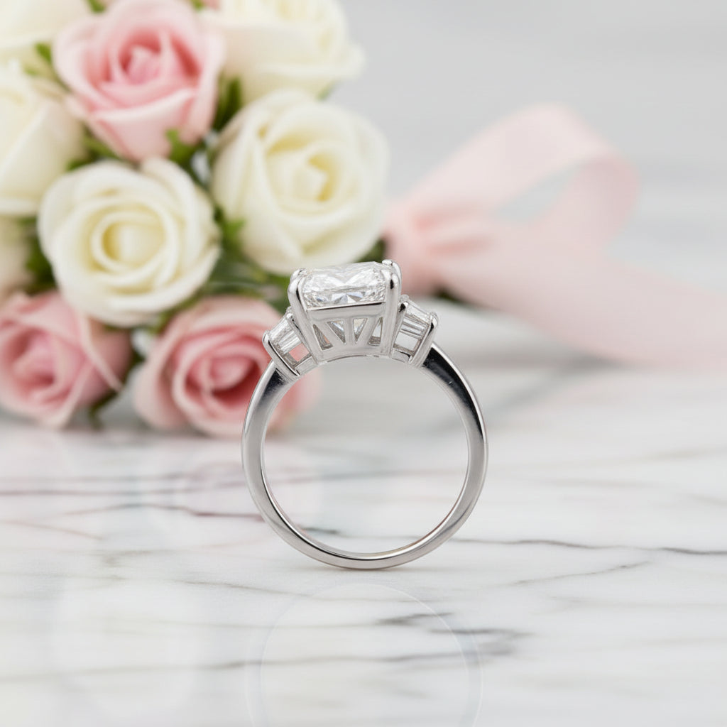 5ct Radiant Cut Simulated Diamond Option Three Stone Ring Set-Black Diamonds New York