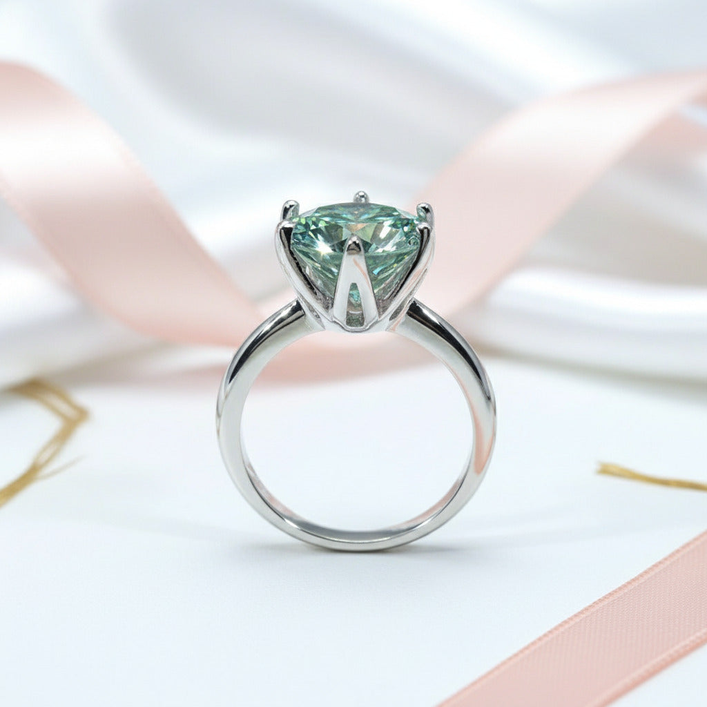 5ct Round Cut Green Diamond Engagement Ring-Black Diamonds New York