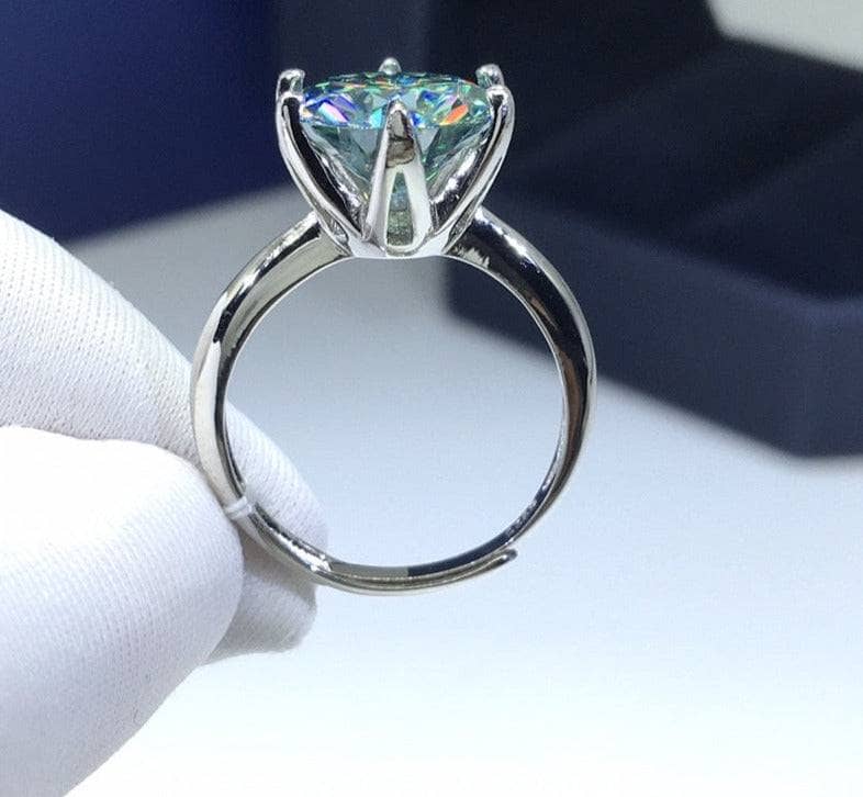5ct Round Cut Green Moissanite Engagement Ring-Black Diamonds New York