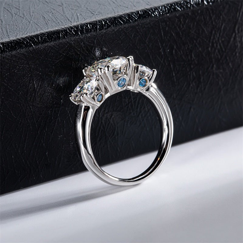 5ct Three Stone Moissanite Diamond Ring - Black Diamonds New York