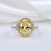 5ct Luxury Oval Yellow Diamond Ring-Black Diamonds New York