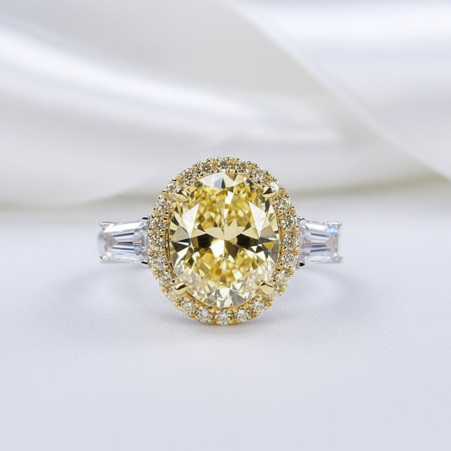 5ct Luxury Oval Yellow Diamond Ring-Black Diamonds New York