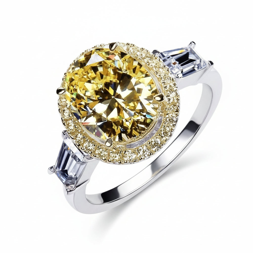 5ct Luxury Oval Yellow Diamond Ring-Black Diamonds New York