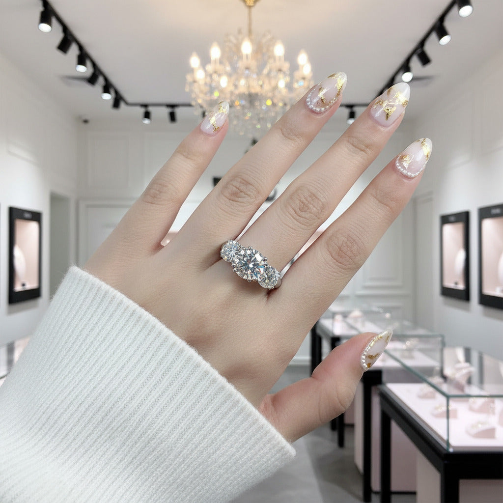 5ct Three Stone Diamond Option Ring-Black Diamonds New York