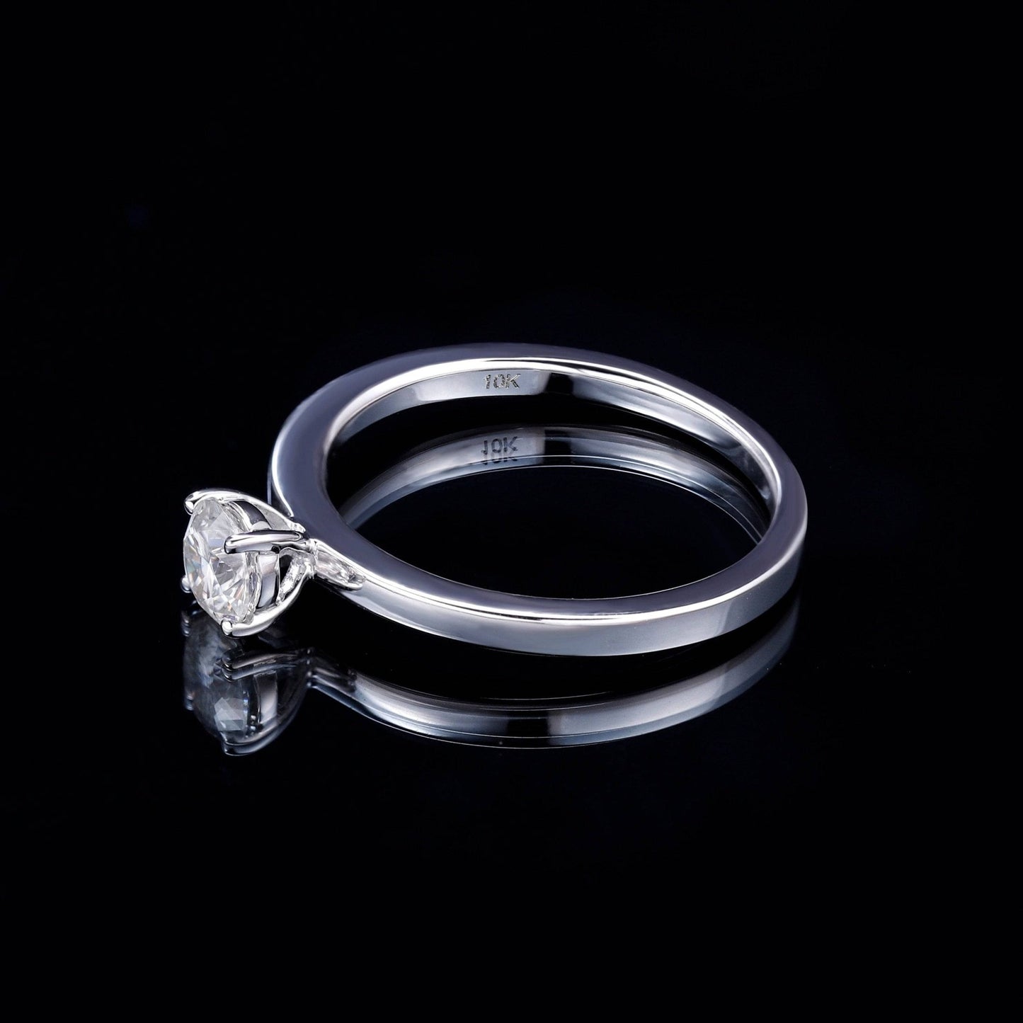 5mm 0.5Ct D Color VVS Moissanite Solitaire Engagement Ring-Black Diamonds New York