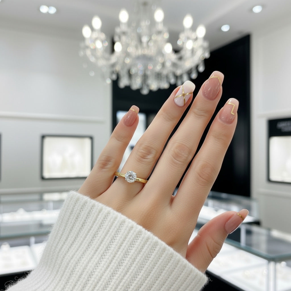 5mm 0.5Ct D Color VVS Diamond Solitaire Engagement Ring-Black Diamonds New York