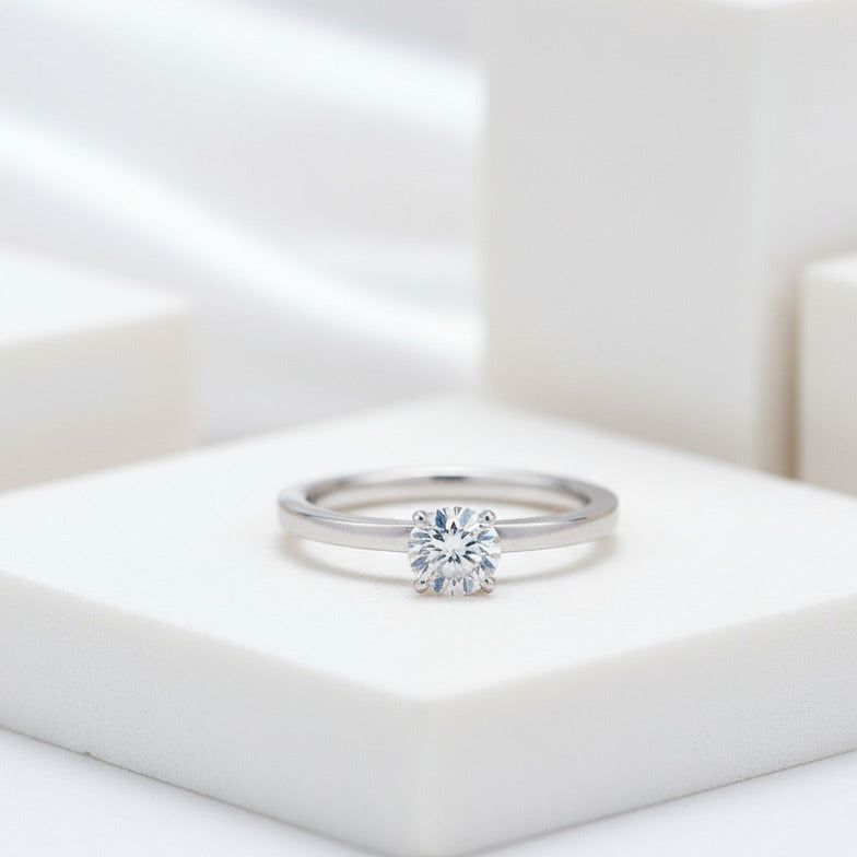 5mm 0.5Ct D Color VVS Diamond Solitaire Engagement Ring-Black Diamonds New York