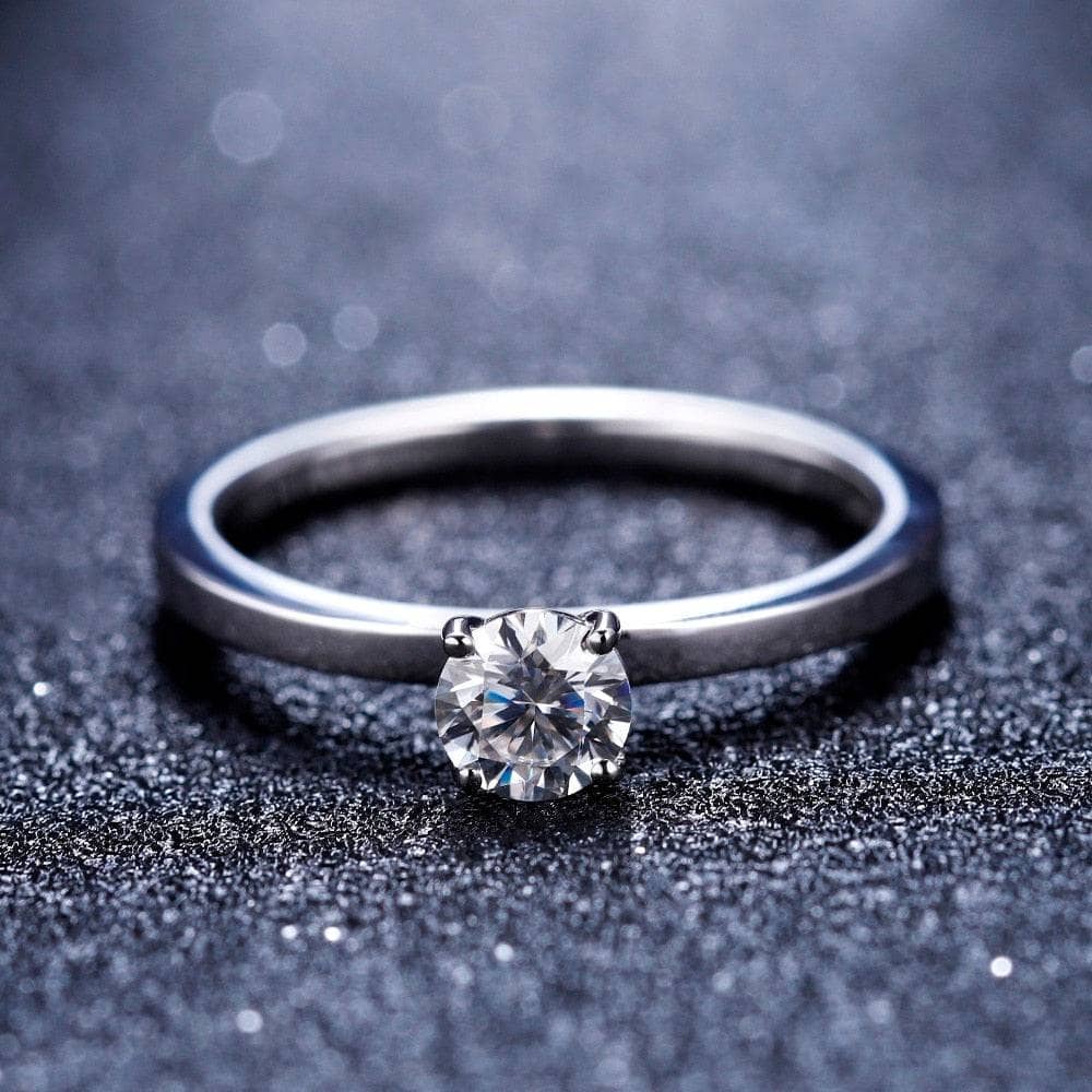 5mm 0.5Ct D Color VVS Moissanite Solitaire Engagement Ring-Black Diamonds New York