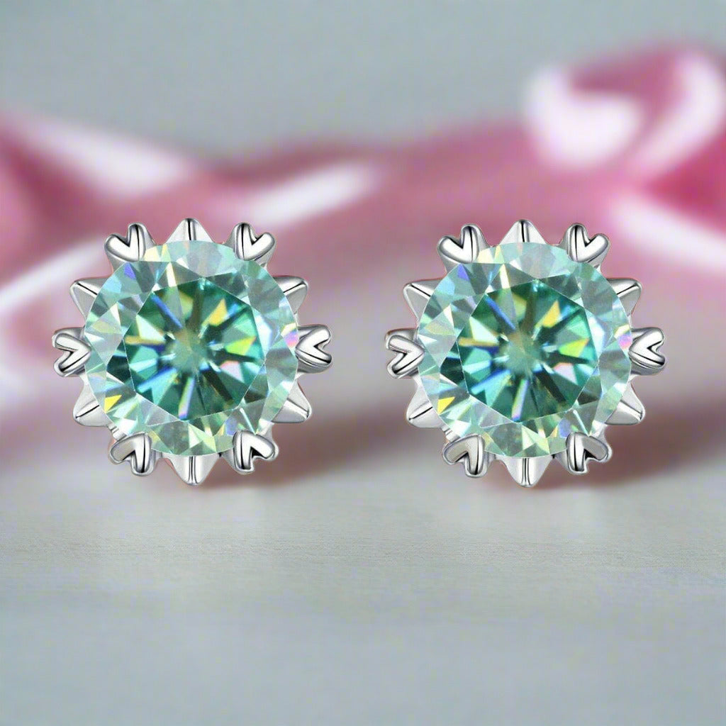 5mm Green Color Round Diamond Stud Earrings-Black Diamonds New York