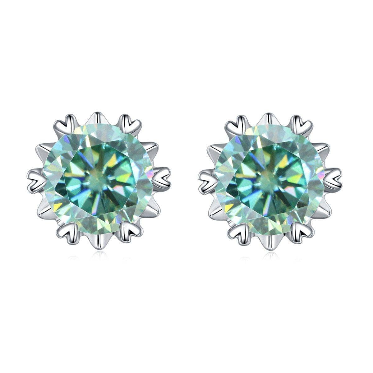5mm Green Color Round Moissanite Stud Earrings-Black Diamonds New York