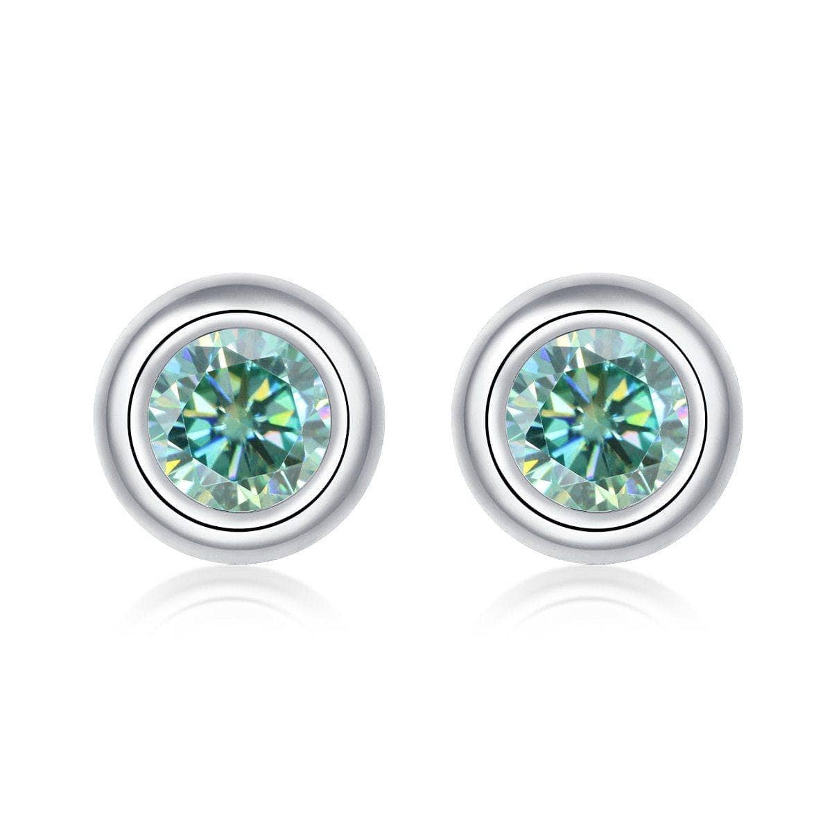 5mm Green Color Round Moissanite Stud Earrings - Black Diamonds New York