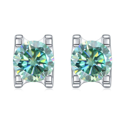 5mm Green Color Round Diamond Stud Earrings-Black Diamonds New York