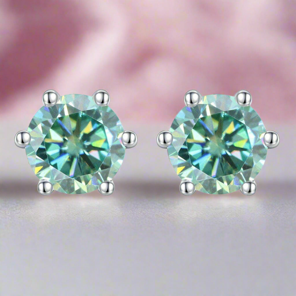 5mm Green Color Round Diamond Stud Earrings-Black Diamonds New York
