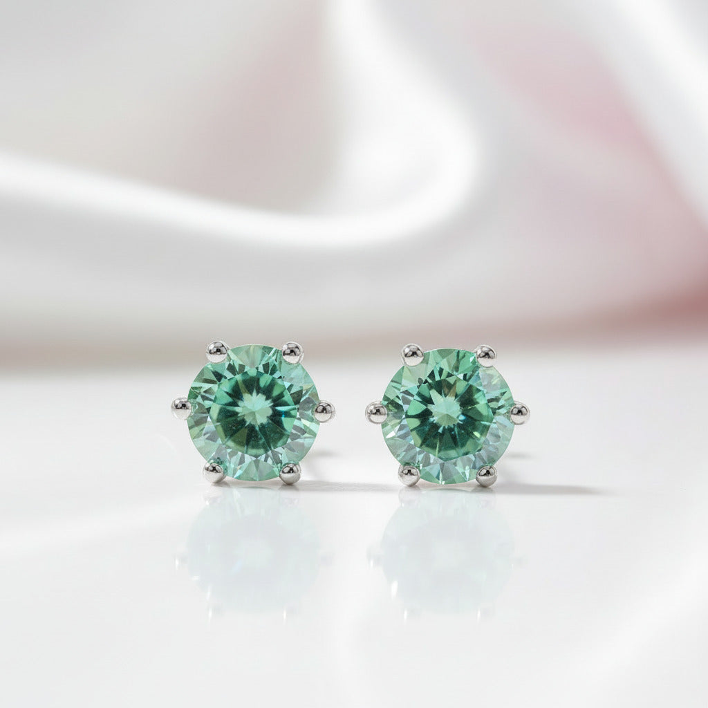 5mm Green Color Round Diamond Option Stud Earrings-Black Diamonds New York