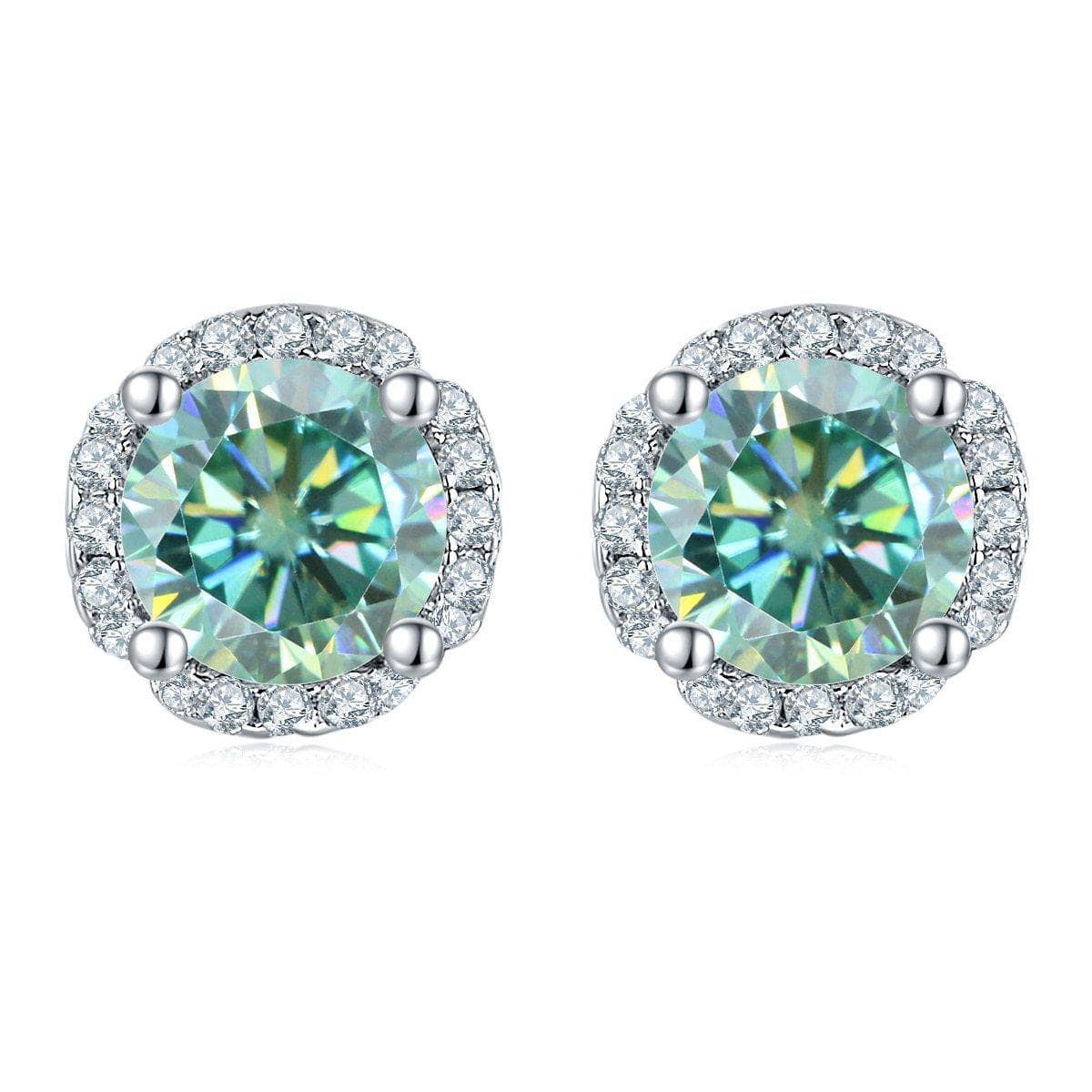 5mm Green Color Round Moissanite Stud Earrings - Black Diamonds New York