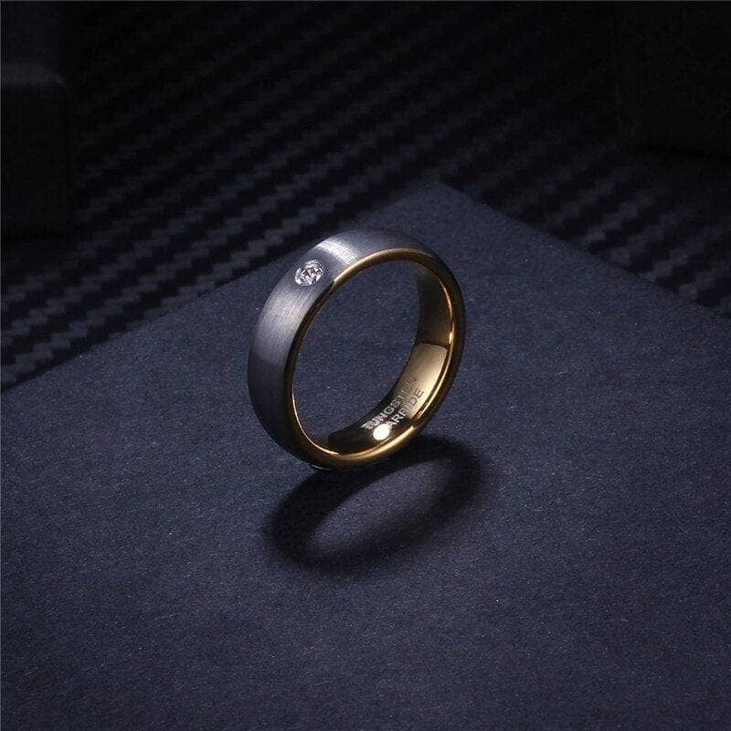 5mm Simple Dome Brushed Finished Tungsten Carbide Women's Wedding Band with Created Diamond-Black Diamonds New York