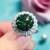 6 Carat Round Cut Green Diamond Halo Engagement Ring-Black Diamonds New York