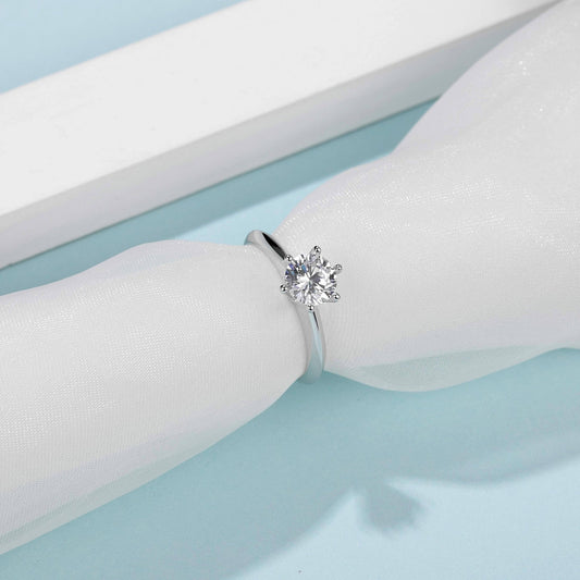 6 Prong Anniversary Eternity 925 Sterling Silver Diamond Engagement Ring-Black Diamonds New York