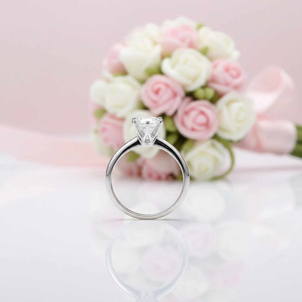6 Prong Anniversary Eternity 925 Sterling Silver Diamond Option Engagement Ring-Black Diamonds New York