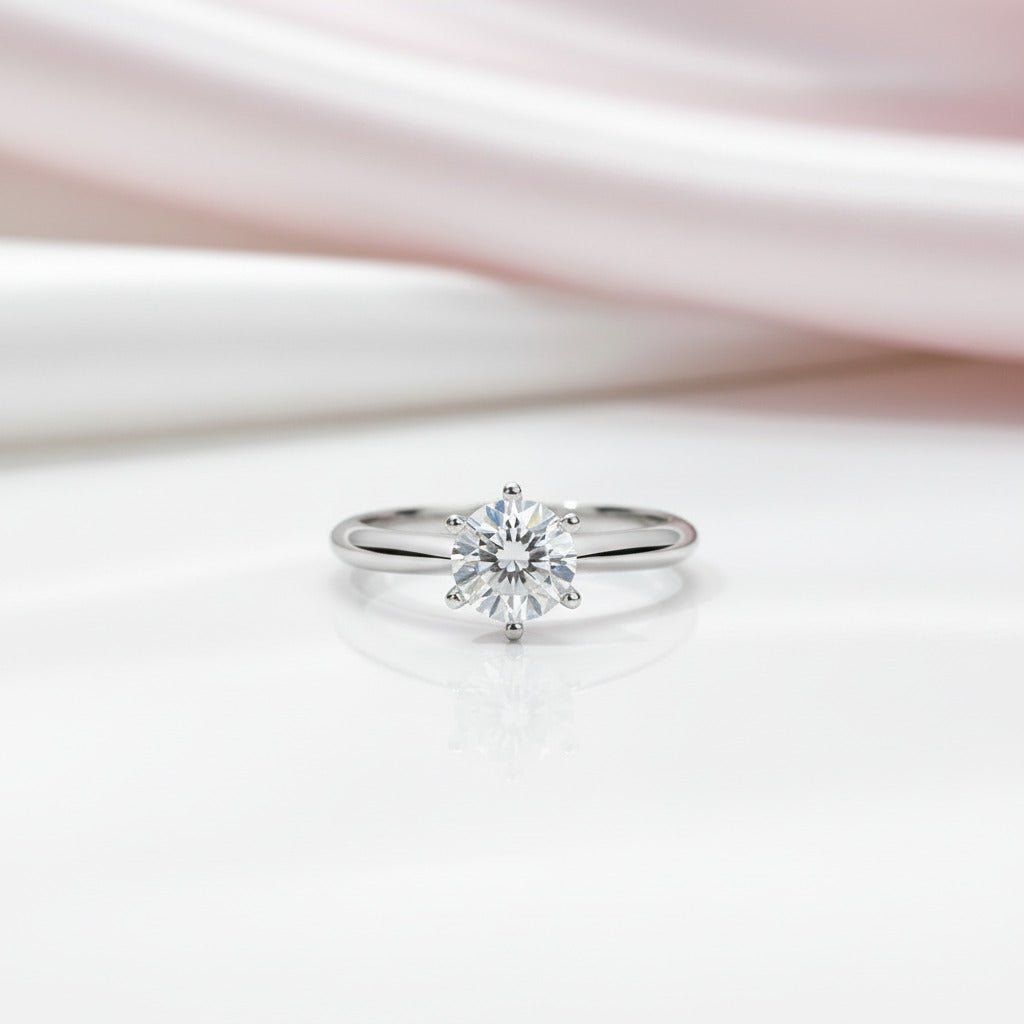 6 Prong Anniversary Eternity 925 Sterling Silver Diamond Option Engagement Ring-Black Diamonds New York