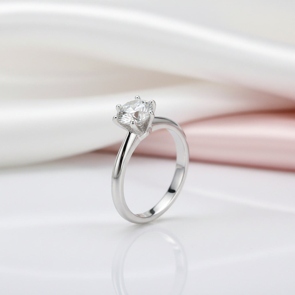 6 Prong Anniversary Eternity 925 Sterling Silver Diamond Option Engagement Ring-Black Diamonds New York