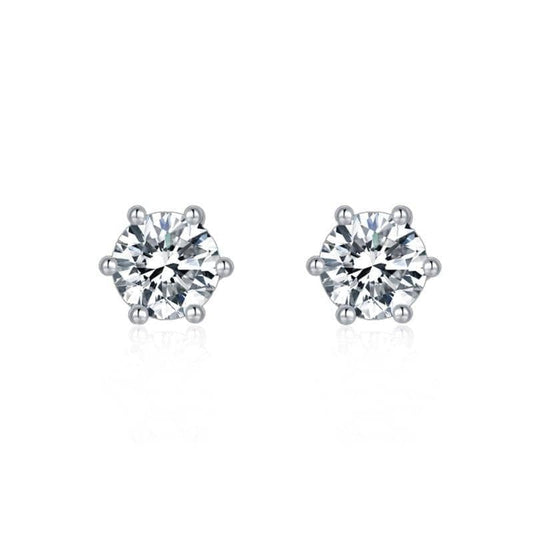 6 Prong Solitaire Diamond Earrings-Black Diamonds New York