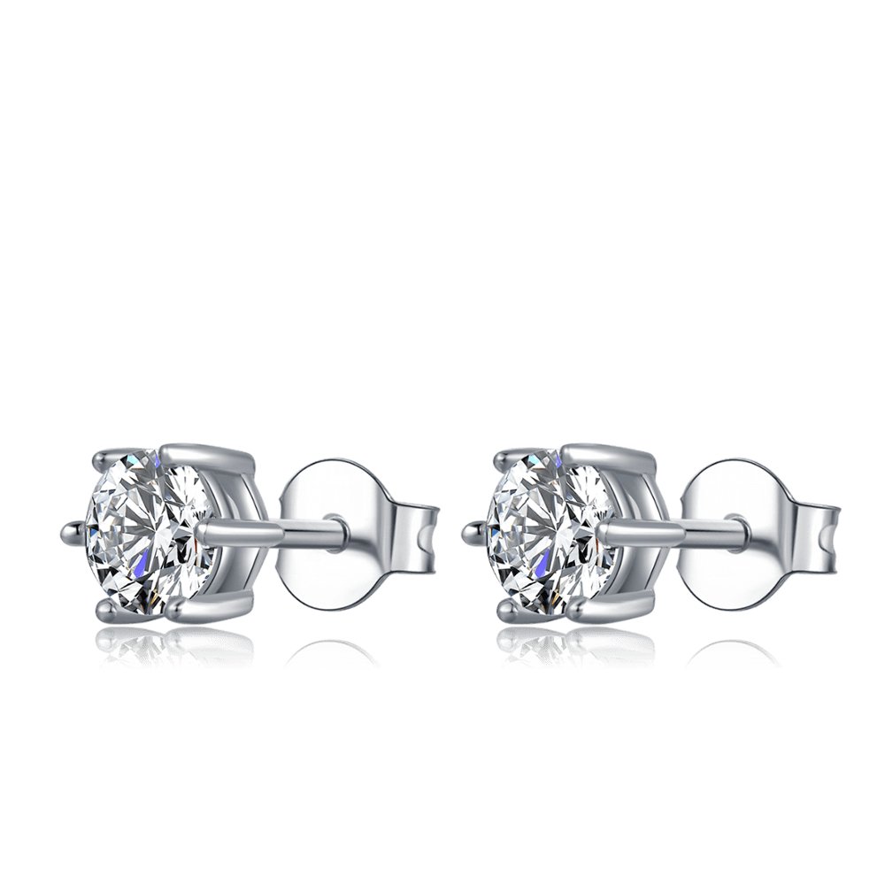 6 Prong Solitaire Moissanite Earrings-Black Diamonds New York