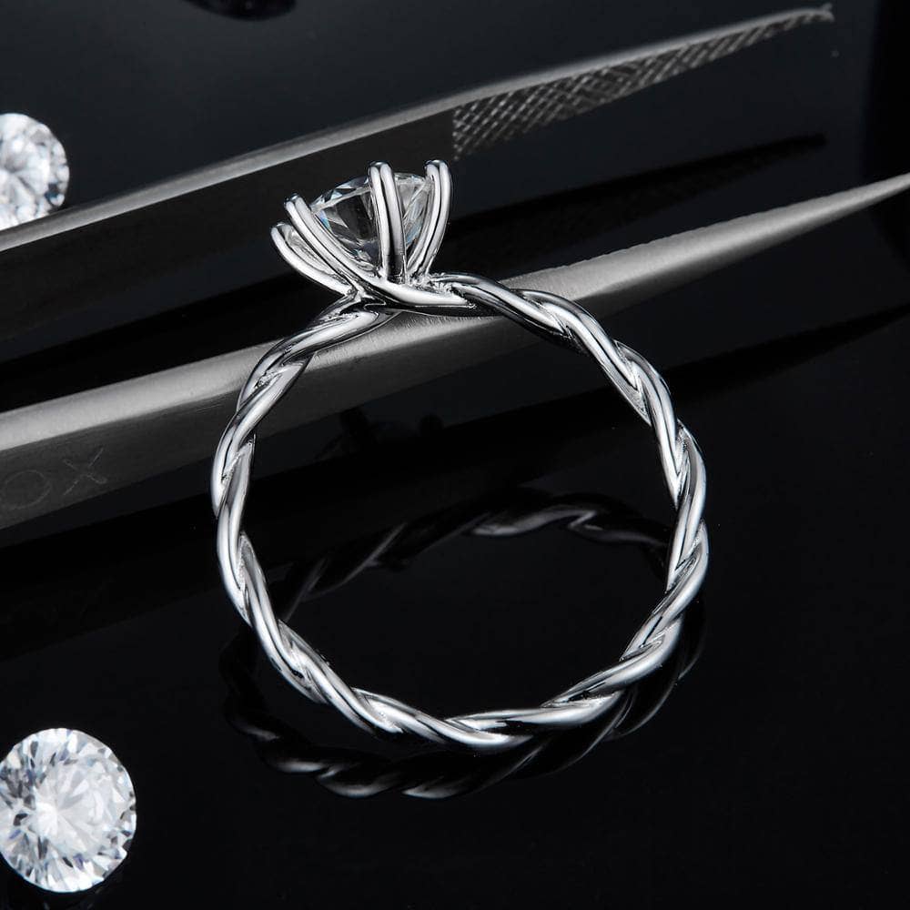 6 Prong Twist Band Moissanite Diamond Ring - Black Diamonds New York