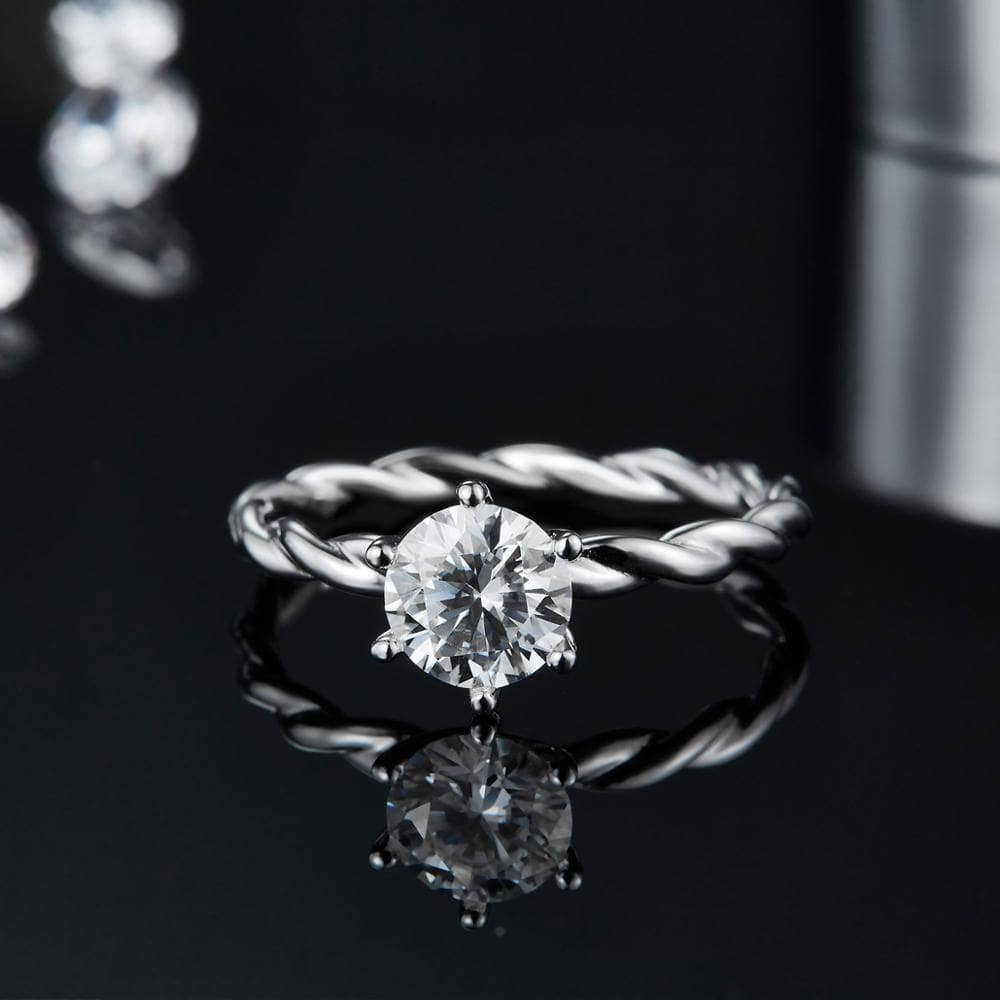 6 Prong Twist Band Diamond Ring-Black Diamonds New York