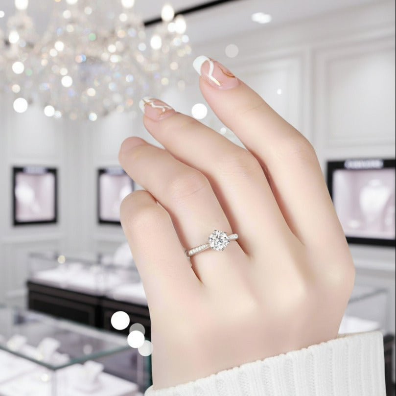 6.5mm Round Cut 1.0 Ct Diamond Engagement Ring-Black Diamonds New York