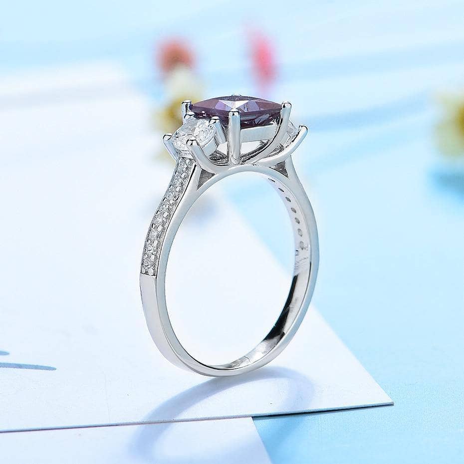 6.0mm Alexandrite Gemstone Engagement Ring-Black Diamonds New York