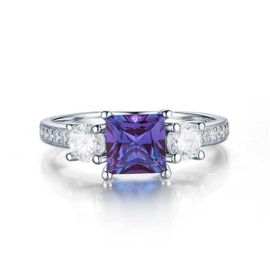 6.0mm Alexandrite Gemstone Engagement Ring-Black Diamonds New York