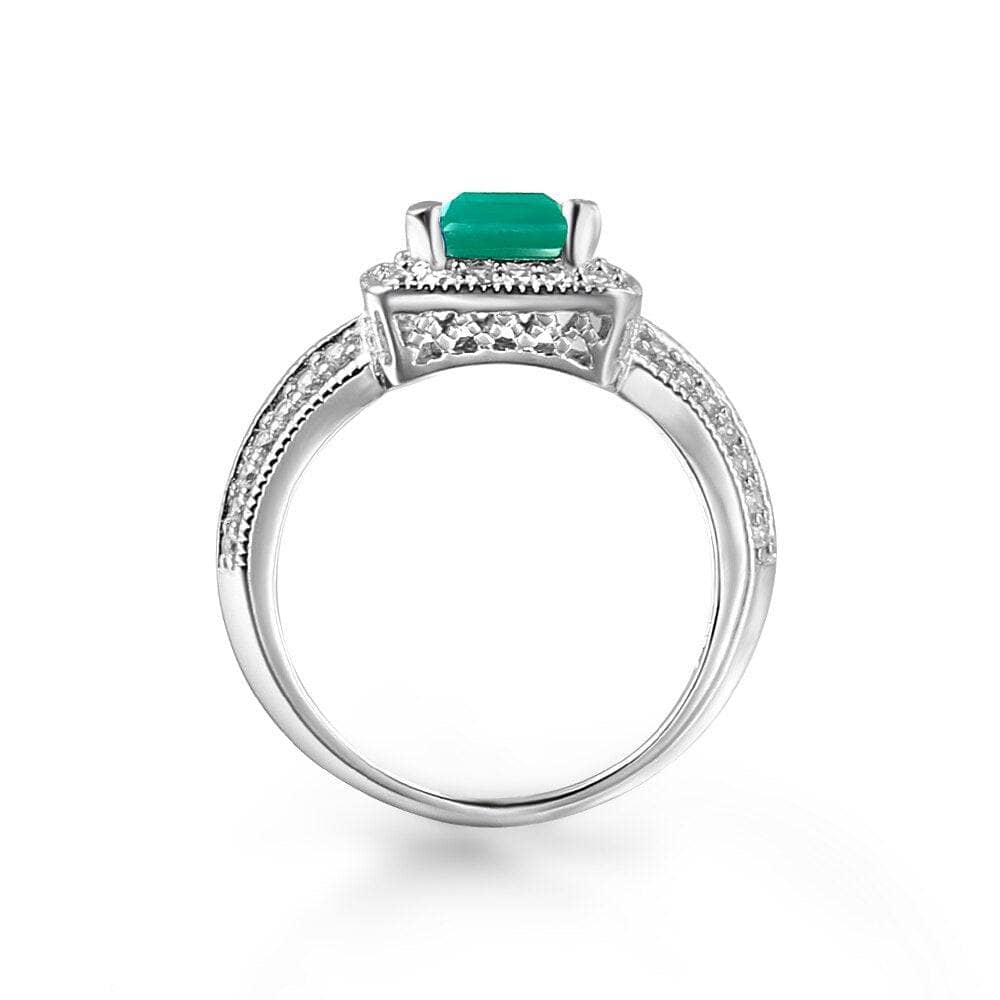 6.15Ct Emerald Cut Natural Green Agate Gemstone Jewelry Set-Black Diamonds New York