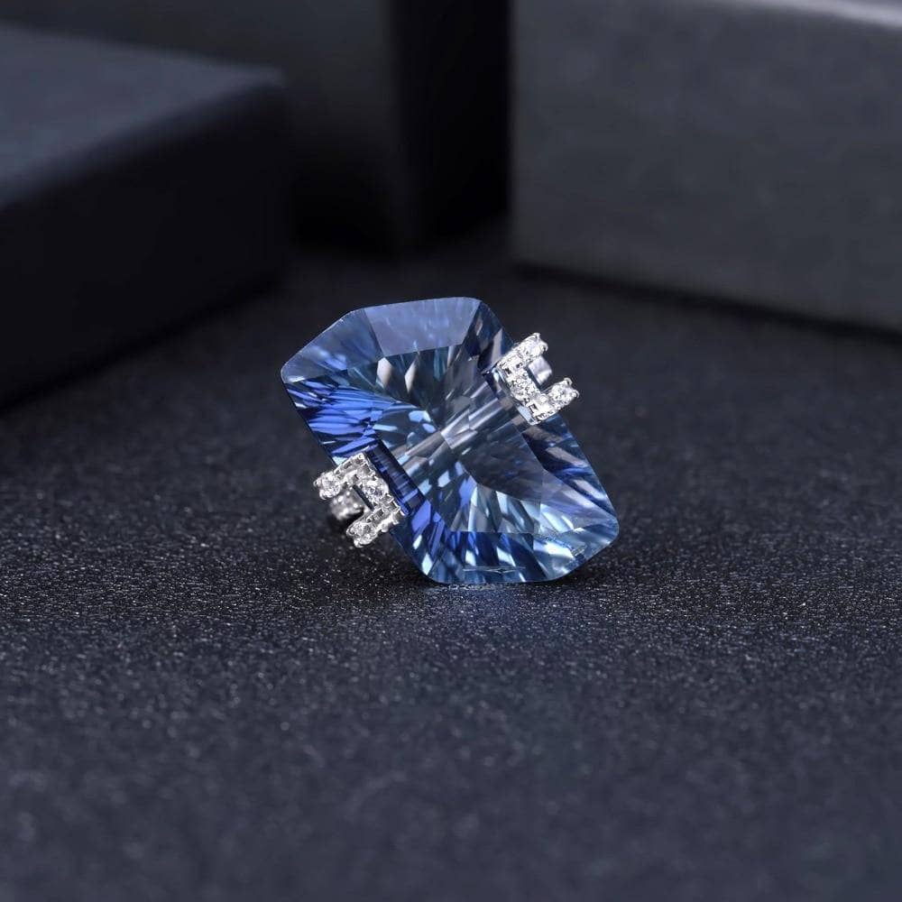 63.59CT Natural Lolite Blue Mystic Quartz Jewelry Set-Black Diamonds New York