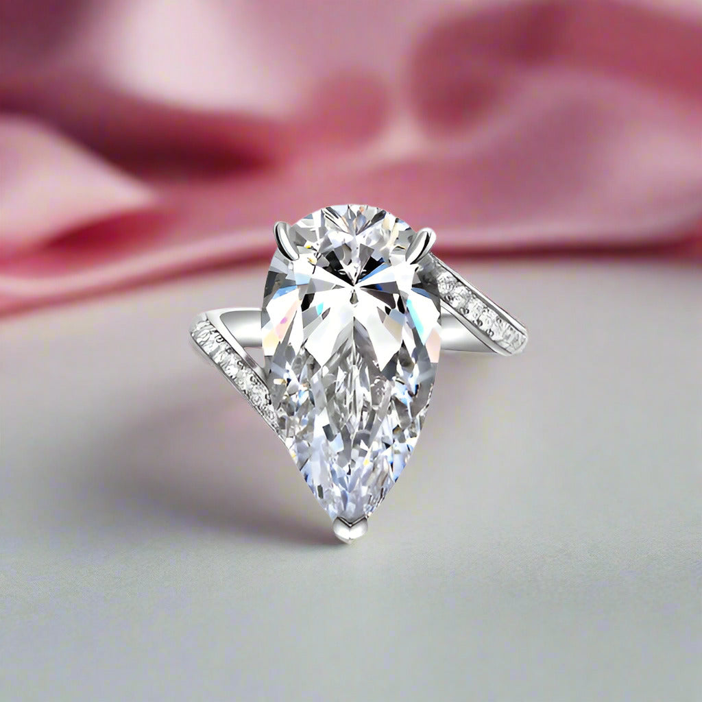 6.50 ct Pear-Cut Diamond Engagement Ring-Black Diamonds New York