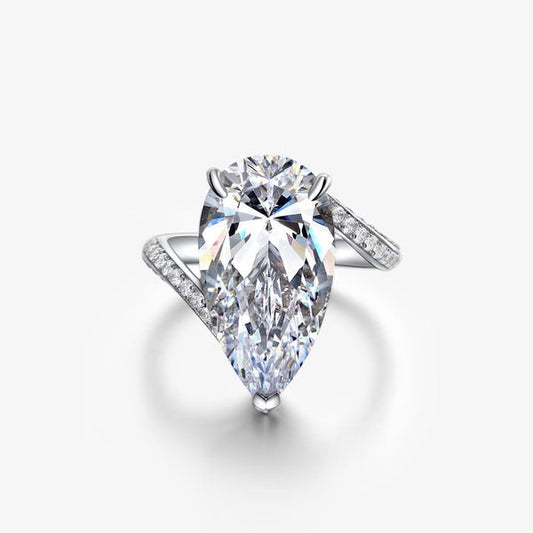 6.50 ct Pear-Cut Moissanite Engagement Ring - Black Diamonds New York