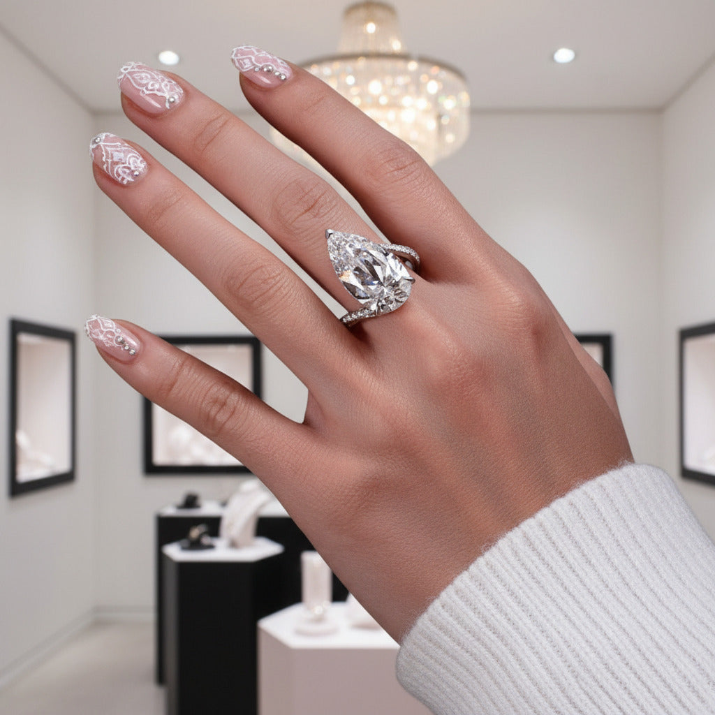 6.50 ct Pear-Cut Diamond Engagement Ring-Black Diamonds New York