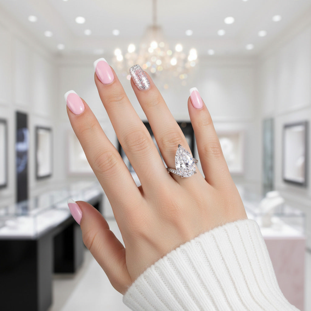 6.50 ct Pear-Cut Diamond Engagement Ring-Black Diamonds New York