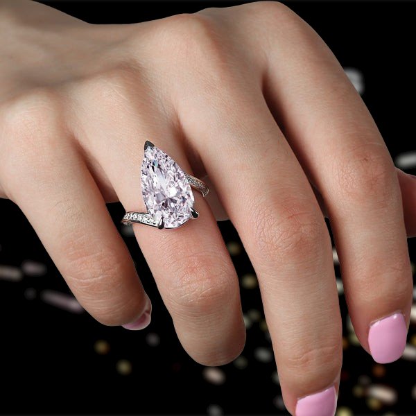 6.50 ct Pear-Cut Moissanite Engagement Ring - Black Diamonds New York