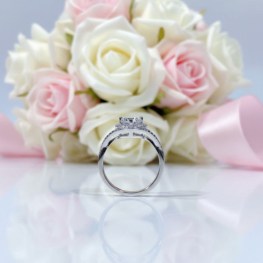 6.5MM 1 Carat Round Cut Diamond Option Heart Option Engagement Ring-Black Diamonds New York