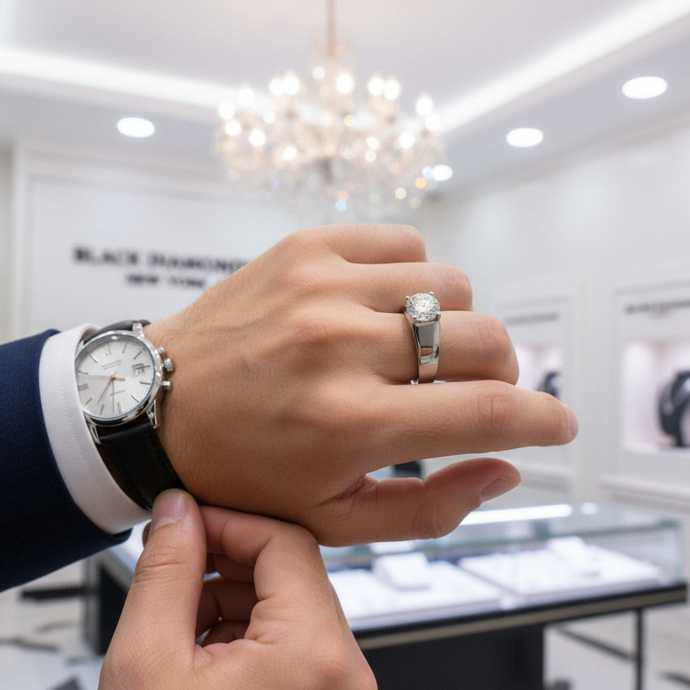 6.5mm 1 Carat Round Cut Diamond Mens Ring-Black Diamonds New York