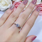 6.5MM 1.0 Carat Classic Round Cut Diamond Engagement Ring-Black Diamonds New York