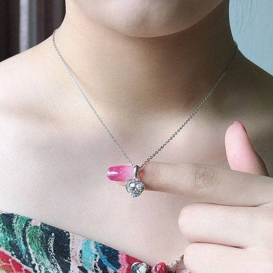 6.5mm 1.0Ct D Color Diamond Heart Pendant Necklace-Black Diamonds New York