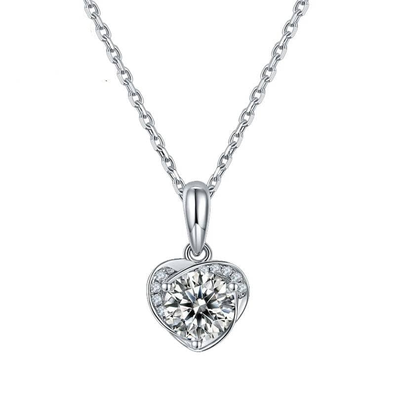 6.5mm 1.0Ct D Color Moissanite Diamond Heart Pendant Necklace-Black Diamonds New York