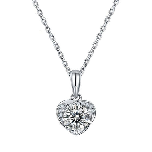 6.5mm 1.0Ct D Color Diamond Heart Pendant Necklace-Black Diamonds New York