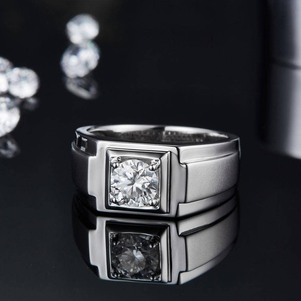 6.5mm 1.0Ct D Color Moissanite Diamond Ring For Men - Black Diamonds New York