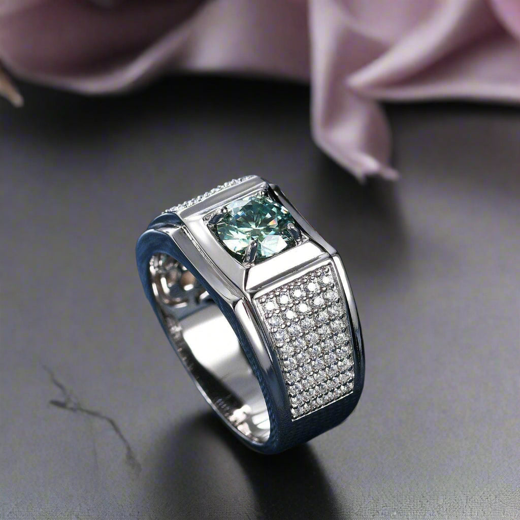 6.5mm 1.0Ct Green Diamond Engagement Ring-Black Diamonds New York