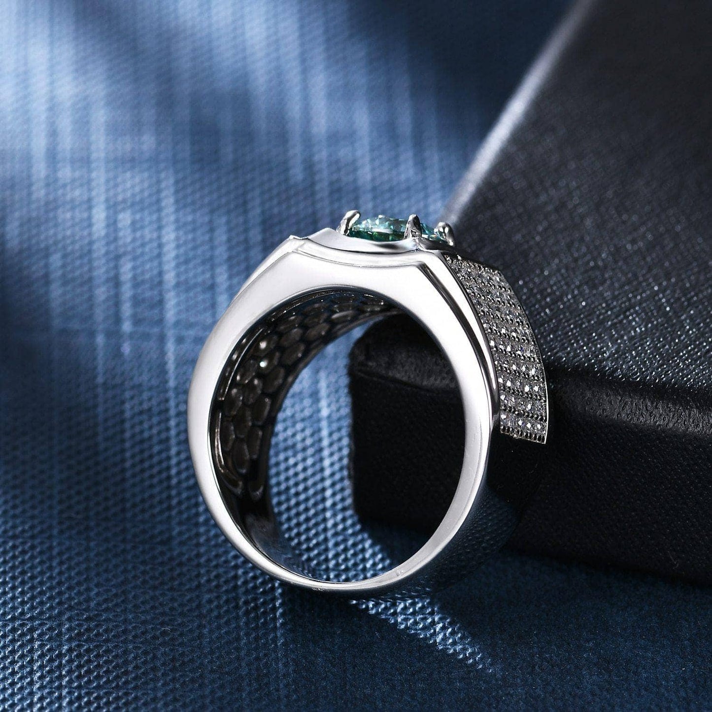 6.5mm 1.0Ct Green Diamond Engagement Ring-Black Diamonds New York